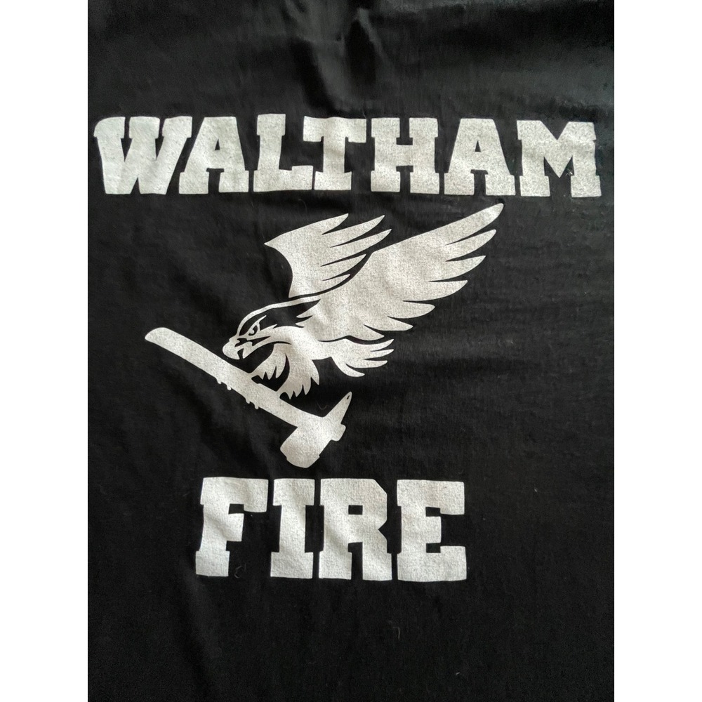 Gildan Waltham Fire Dept T-Shirt Mens 2XL Black Short Sleeve‎ DryBlend Graphic